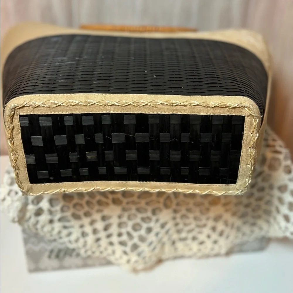 Mad Bags Black and Tan Canvas and Woven Tote Bag - Picture 5 of 12